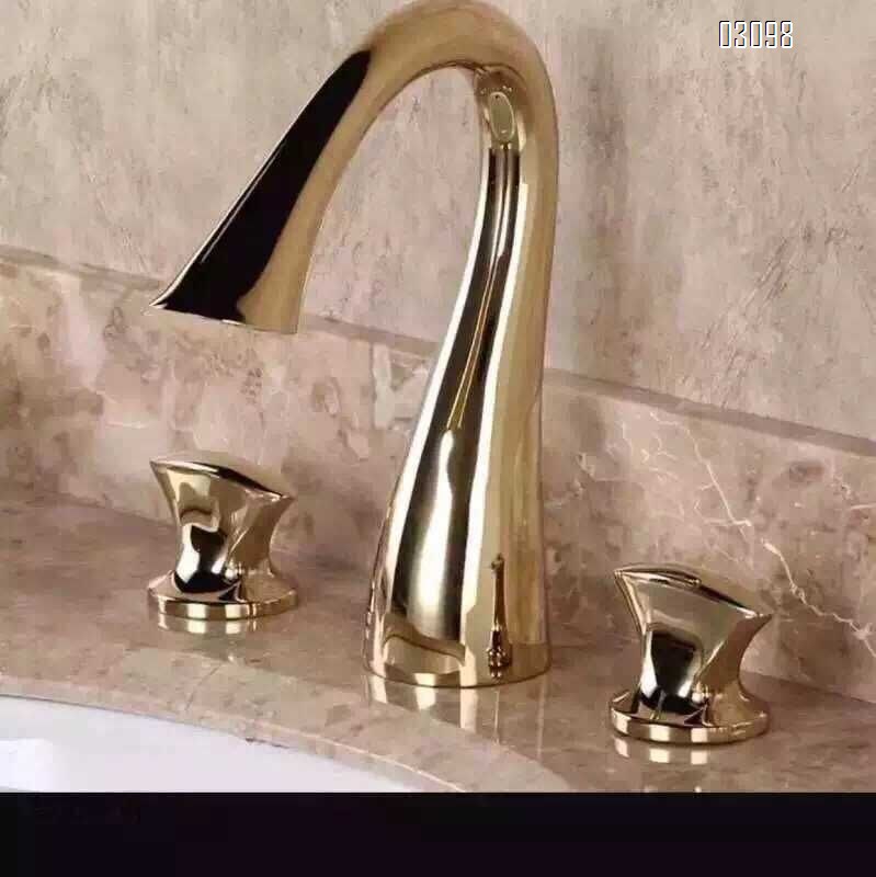 Chrome-plated  gold  black bronze split three-piece set sink faucet with a central split three-hole bathroom wash basin Faucet