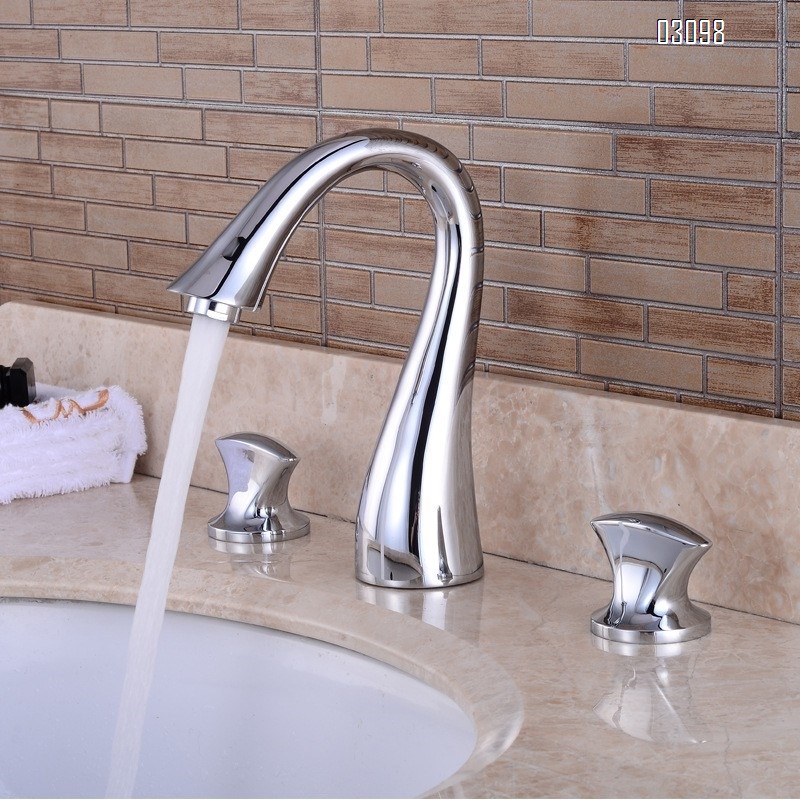 Chrome-plated  gold  black bronze split three-piece set sink faucet with a central split three-hole bathroom wash basin Faucet