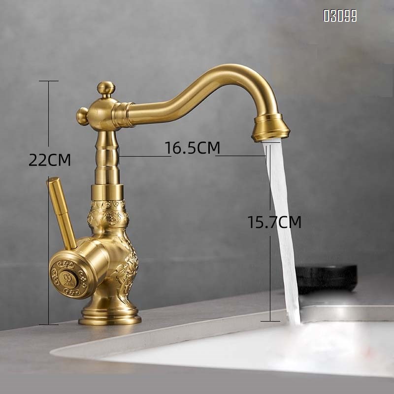 Old Brass craftsman golden wash basin faucet bathroom wash basin faucet cold and hot two-use all Brass kitchen faucet