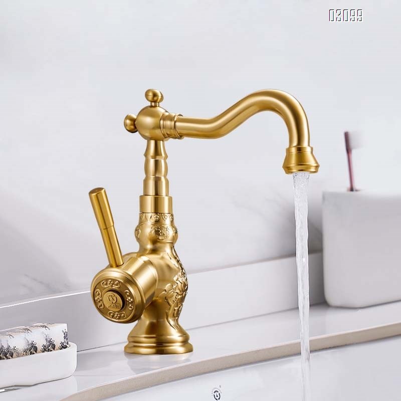 Old Brass craftsman golden wash basin faucet bathroom wash basin faucet cold and hot two-use all Brass kitchen faucet
