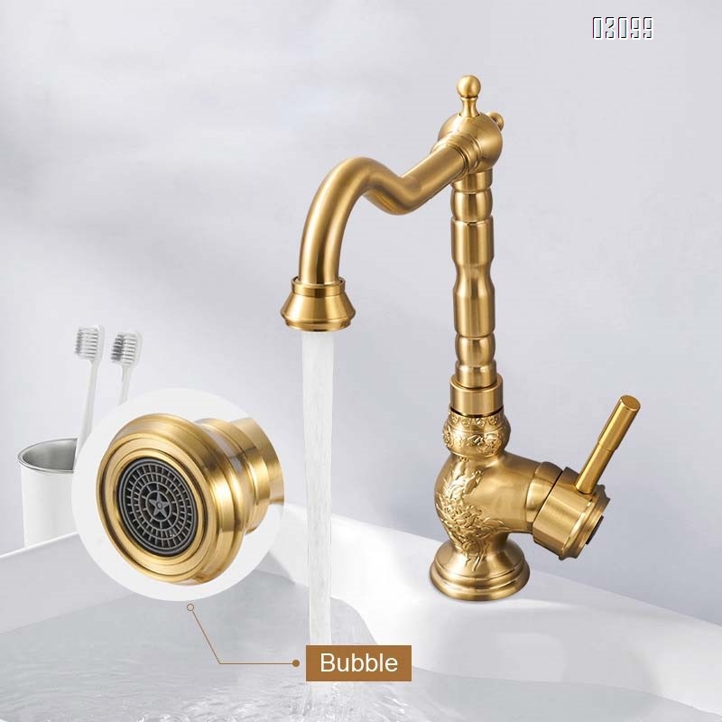 Old Brass craftsman golden wash basin faucet bathroom wash basin faucet cold and hot two-use all Brass kitchen faucet