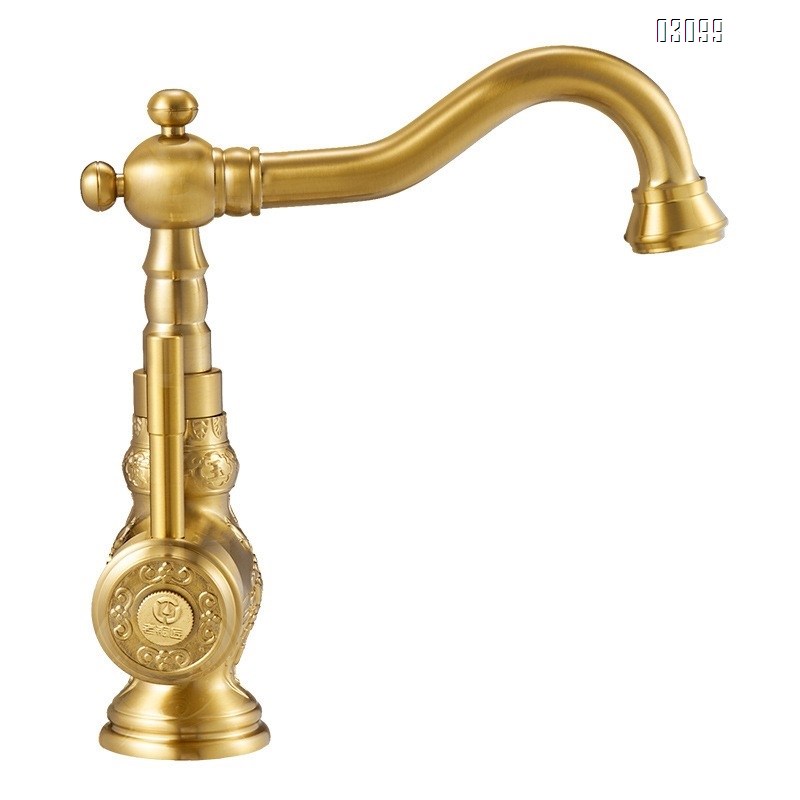 Old Brass craftsman golden wash basin faucet bathroom wash basin faucet cold and hot two-use all Brass kitchen faucet