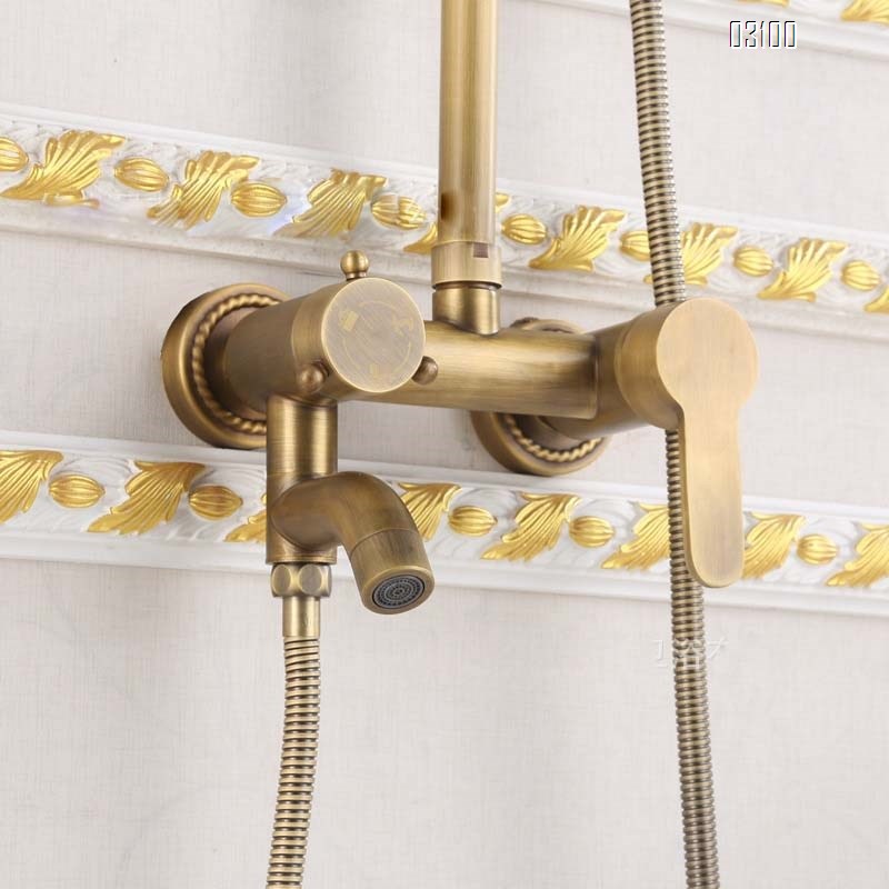 Brass Antique large apple three-speed shower head set bathroom European retro rain shower bathroom equipment