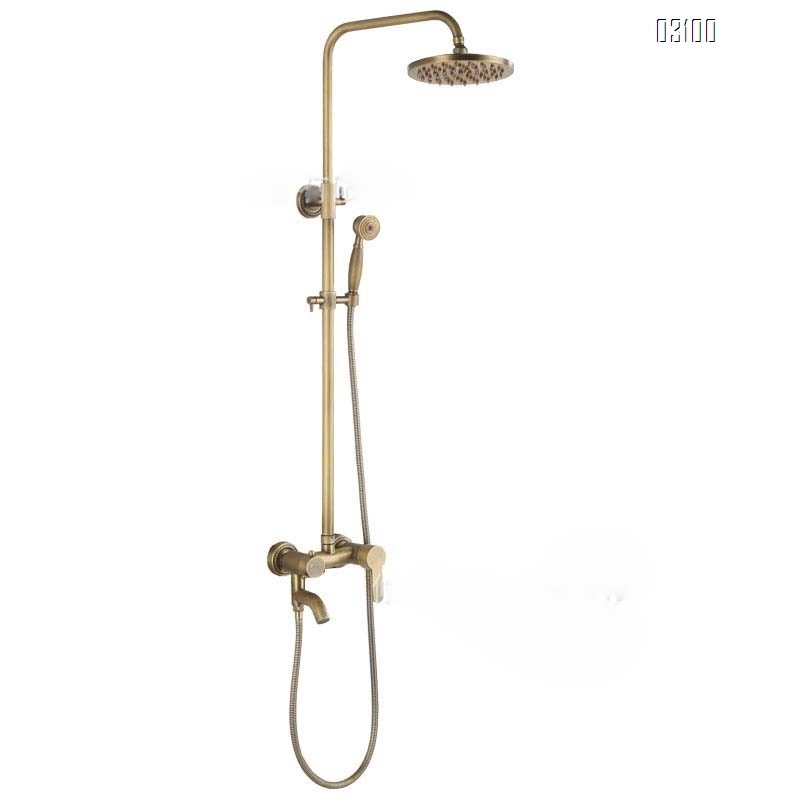 Brass Antique large apple three-speed shower head set bathroom European retro rain shower bathroom equipment