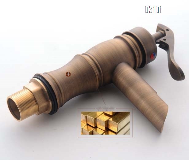 all Brass Luxury Single-hole antique European bathroom sink basin  faucet for cold and hot water in the washroom