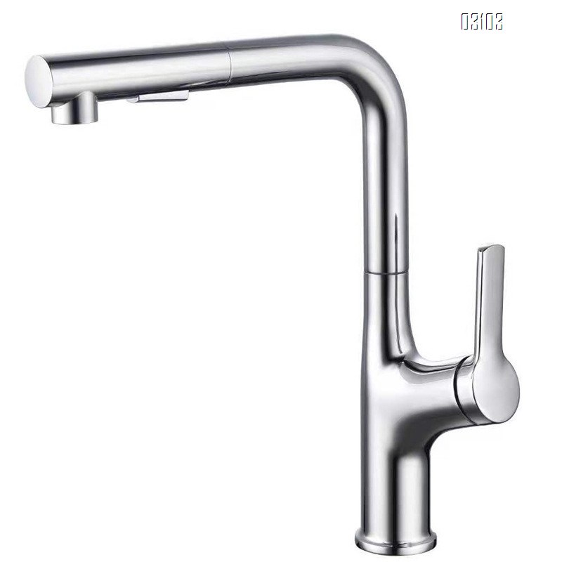 Brass kitchen sink faucet with hot and cold water tap small apartment pull-out sink with rotating Swivel elbow faucet