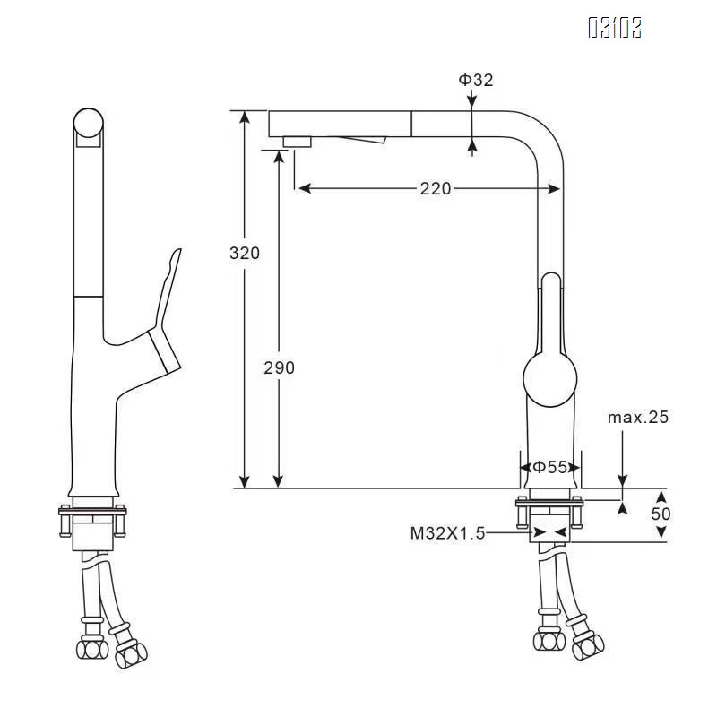 Brass kitchen sink faucet with hot and cold water tap small apartment pull-out sink with rotating Swivel elbow faucet