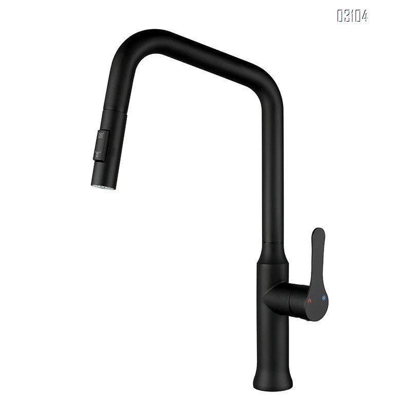 White 304 stainless steel kitchen cold and hot water faucet with pull-out extendable seven-letter pipe faucet