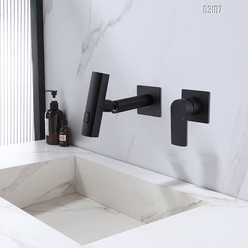 Brass gun gray white cold hot dark assembly basin faucet integrated hot melt into the wall wash basin rain