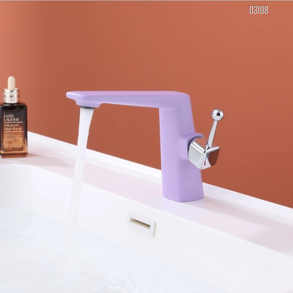 Red and green cold and hot faucets for washbasin bathroom all Brass wash basin for home and hotel use