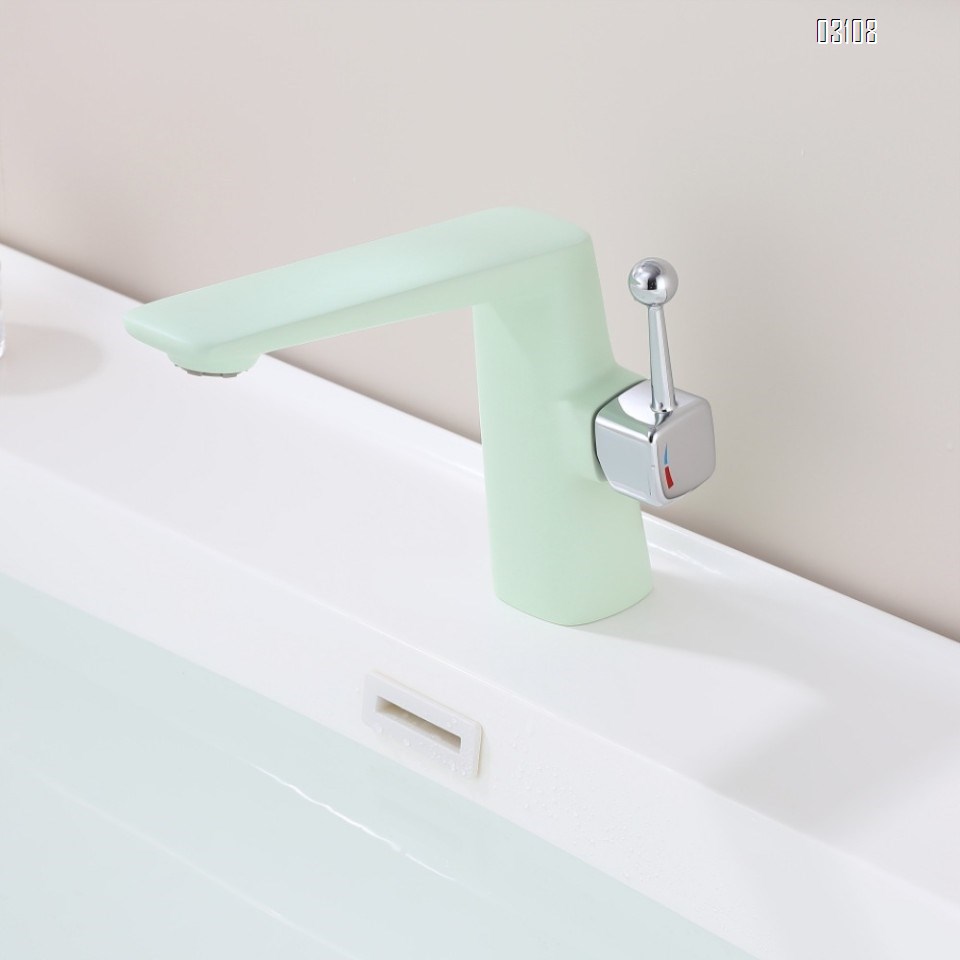 Red and green cold and hot faucets for washbasin bathroom all Brass wash basin for home and hotel use