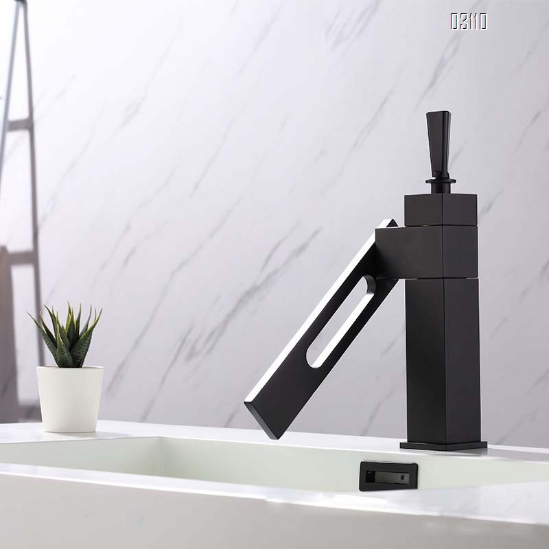 Four-sided solid brass single-hole faucet for wash basin bathroom hand in vanity basin hot and cold water faucet for bathroom cabinet