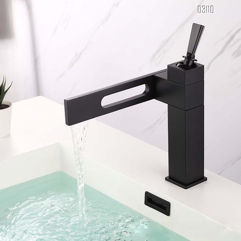 Four-sided solid brass single-hole faucet for wash basin bathroom hand in vanity basin hot and cold water faucet for bathroom cabinet