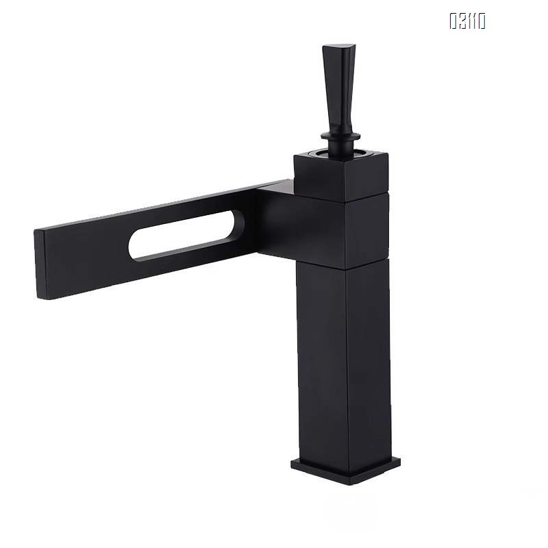 Four-sided solid brass single-hole faucet for wash basin bathroom hand in vanity basin hot and cold water faucet for bathroom cabinet