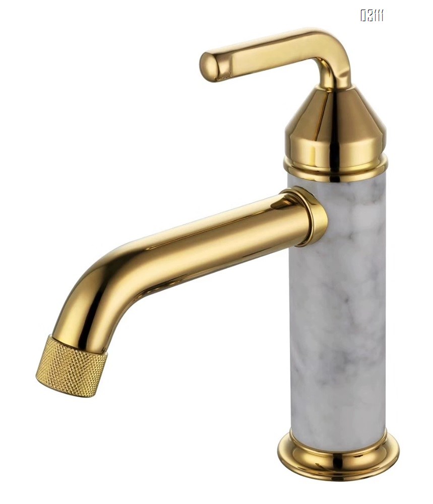 Modern European style faucet made of jade stone for cold and hot water simple design suitable for hotel engineering wash basin Brass faucet