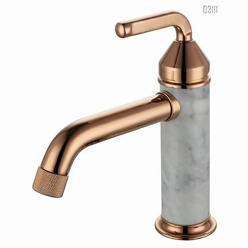 Modern European style faucet made of jade stone for cold and hot water simple design suitable for hotel engineering wash basin Brass faucet