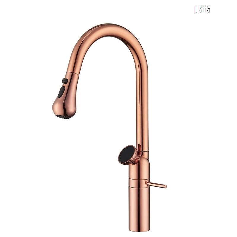 Kitchen pull-down faucet cold and hot wash basin gun ash pool sink washing machine rotating telescopic home use