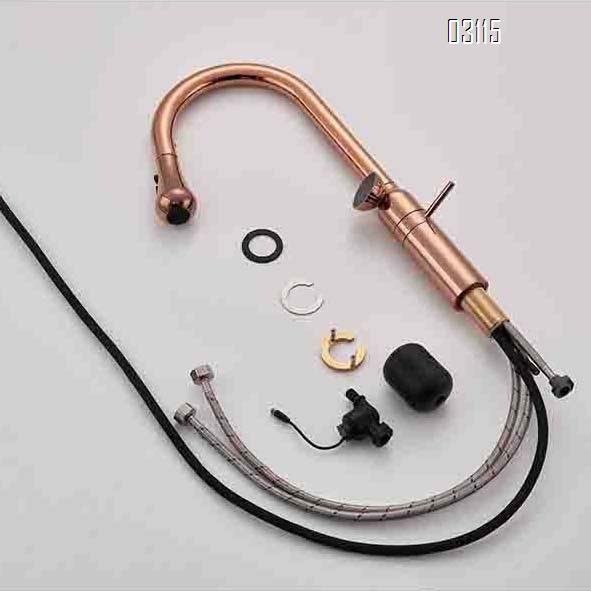 Kitchen pull-down faucet cold and hot wash basin gun ash pool sink washing machine rotating telescopic home use