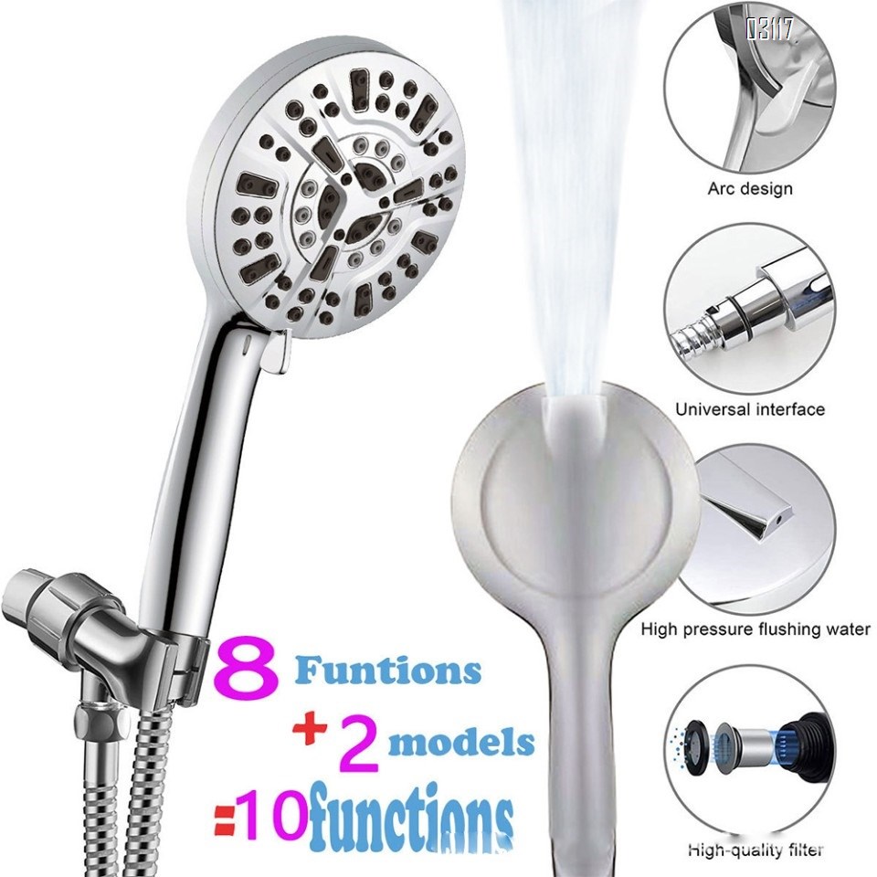 8 Functions Shower Head with Handheld, High Pressure Shower Head Set with Hose Adjustable Bracket for Bathroom