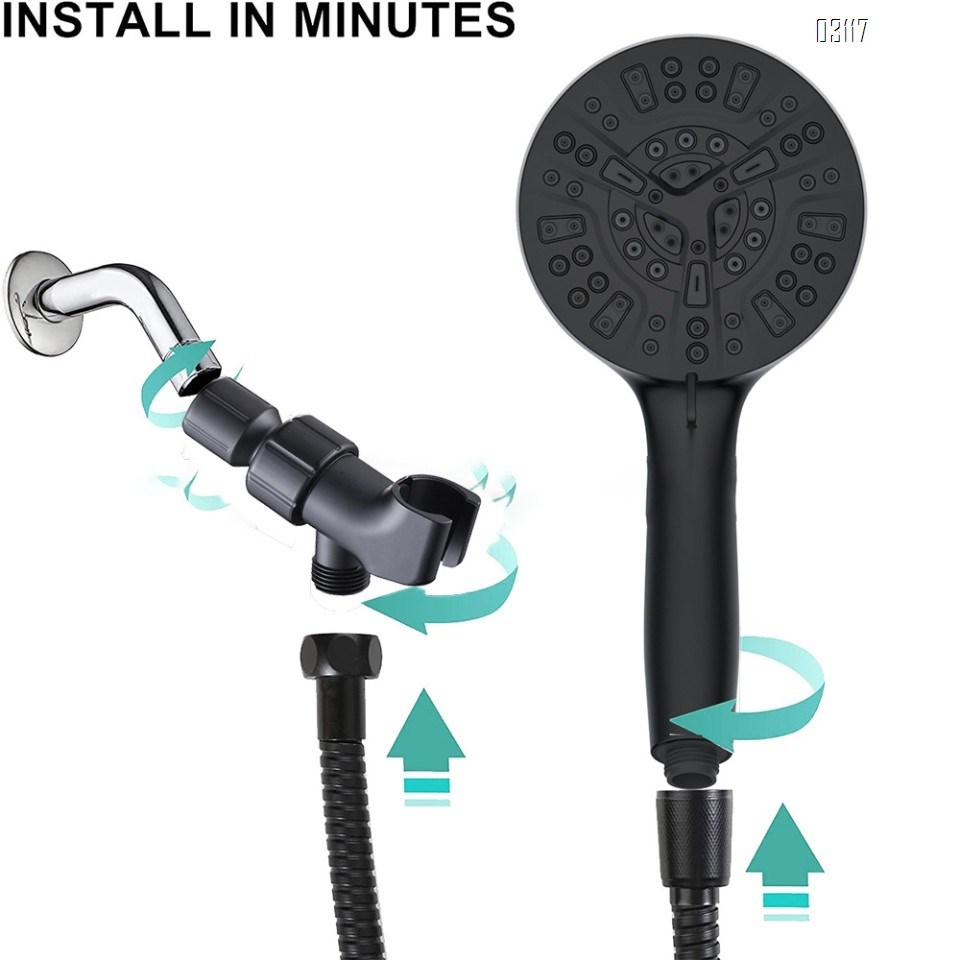 8 Functions Shower Head with Handheld, High Pressure Shower Head Set with Hose Adjustable Bracket for Bathroom