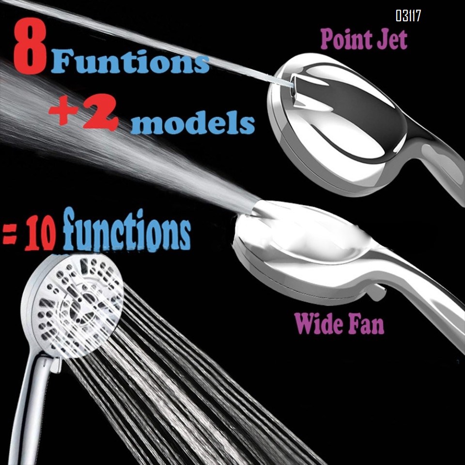 8 Functions Shower Head with Handheld, High Pressure Shower Head Set with Hose Adjustable Bracket for Bathroom