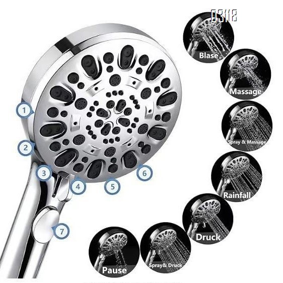 Filtered Handheld Shower Head, 7 Spray Mode Shower Head with Stainless Hose, Bracket  for Hard Water Remove Chlorine