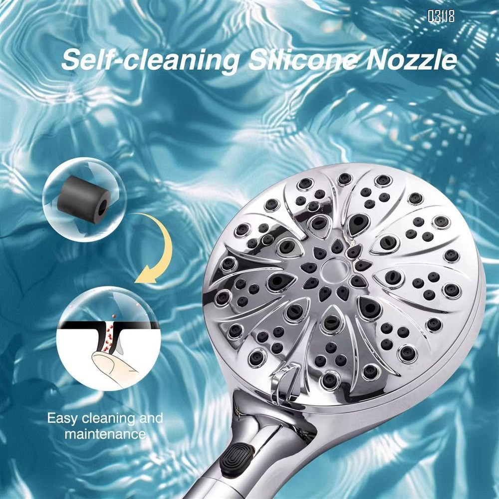 Filtered Handheld Shower Head, 7 Spray Mode Shower Head with Stainless Hose, Bracket  for Hard Water Remove Chlorine