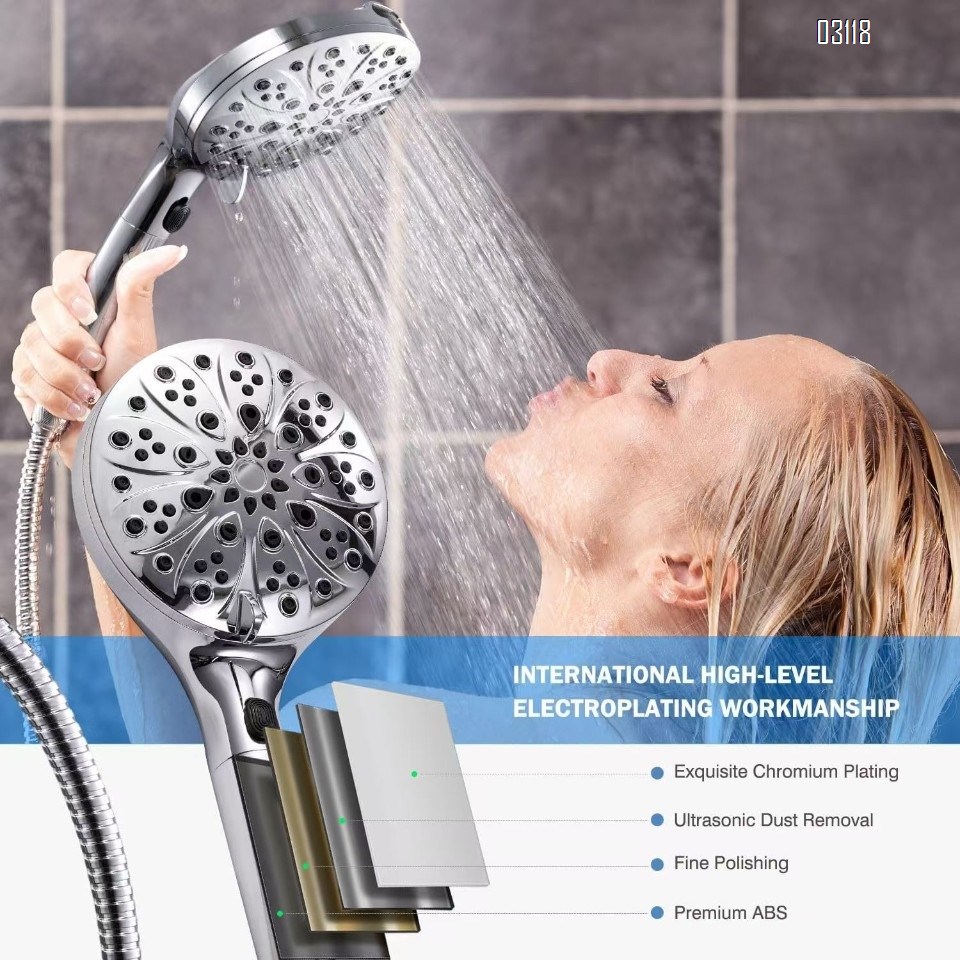Filtered Handheld Shower Head, 7 Spray Mode Shower Head with Stainless Hose, Bracket  for Hard Water Remove Chlorine