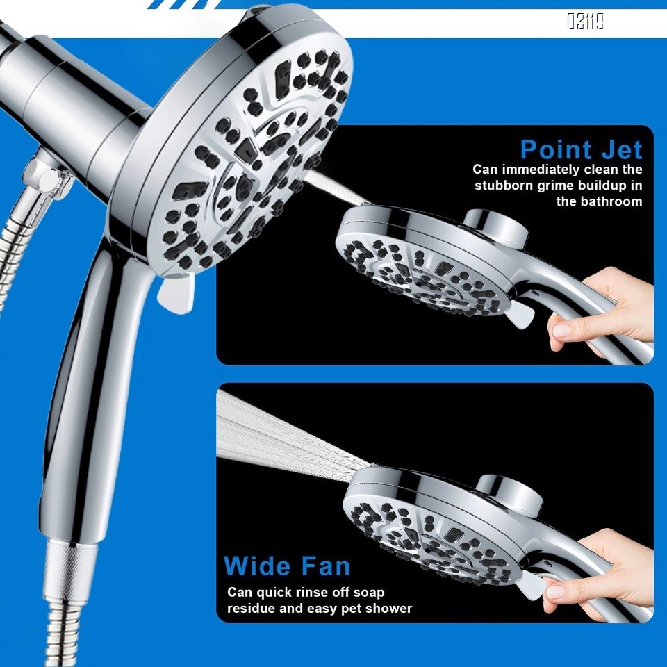 Magnetic Guidance Docking System High-Pressure 10 Settings Handheld Shower Head with Bracket Stainless Steel Hose,Chrome