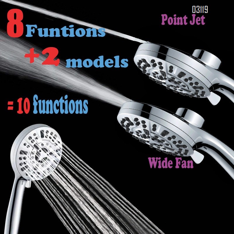 Magnetic Guidance Docking System High-Pressure 10 Settings Handheld Shower Head with Bracket Stainless Steel Hose,Chrome