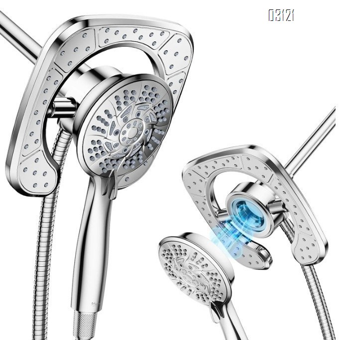 Filtered Shower Head with Handheld, 5-Spray Setting Detachable Showerhead with Filters for Hard Water Remove Chlorine , Chrome