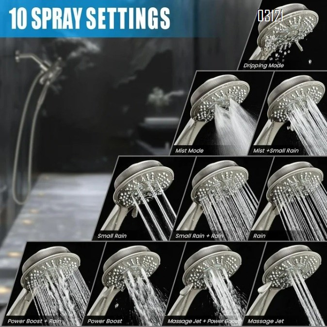 Filtered Shower Head with Handheld, 5-Spray Setting Detachable Showerhead with Filters for Hard Water Remove Chlorine , Chrome