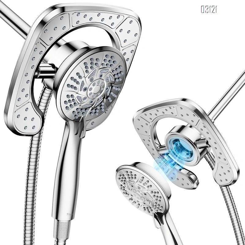 Filtered Shower Head with Handheld, 5-Spray Setting Detachable Showerhead with Filters for Hard Water Remove Chlorine , Chrome