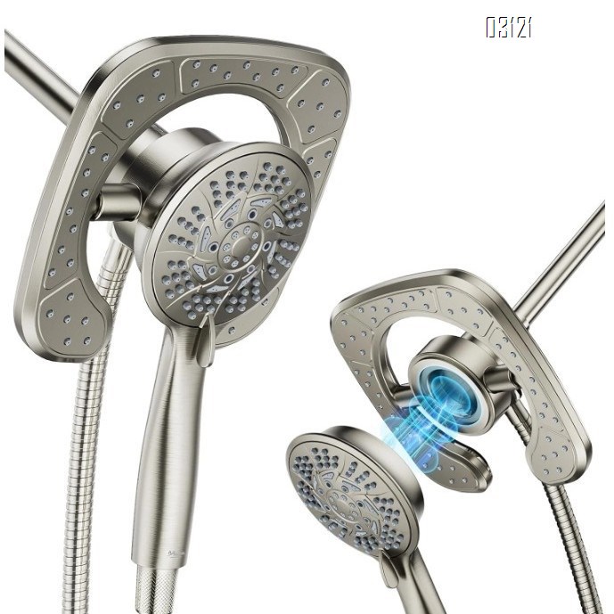 Filtered Shower Head with Handheld, 5-Spray Setting Detachable Showerhead with Filters for Hard Water Remove Chlorine , Chrome