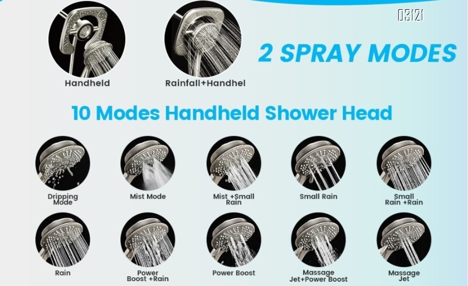 Filtered Shower Head with Handheld, 5-Spray Setting Detachable Showerhead with Filters for Hard Water Remove Chlorine , Chrome