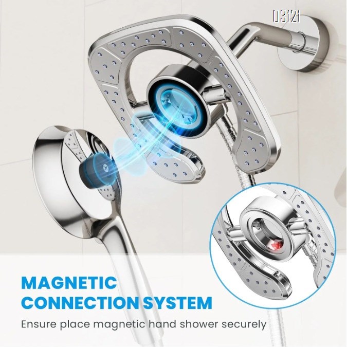 Filtered Shower Head with Handheld, 5-Spray Setting Detachable Showerhead with Filters for Hard Water Remove Chlorine , Chrome