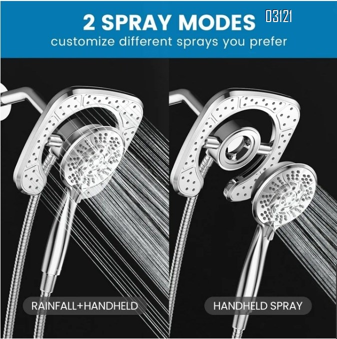 Filtered Shower Head with Handheld, 5-Spray Setting Detachable Showerhead with Filters for Hard Water Remove Chlorine , Chrome