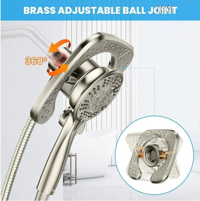 Filtered Shower Head with Handheld, 5-Spray Setting Detachable Showerhead with Filters for Hard Water Remove Chlorine , Chrome