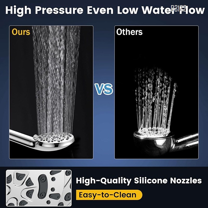 Filtered Shower Head with Handheld, 5-Spray Setting Detachable Showerhead with Filters for Hard Water Remove Chlorine , Chrome