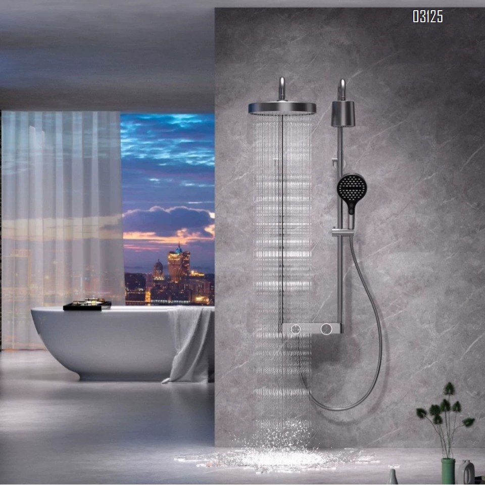 Large storage luxury four-function shower head water-saving dual top spray multi-functional pressure-increasing hand shower set