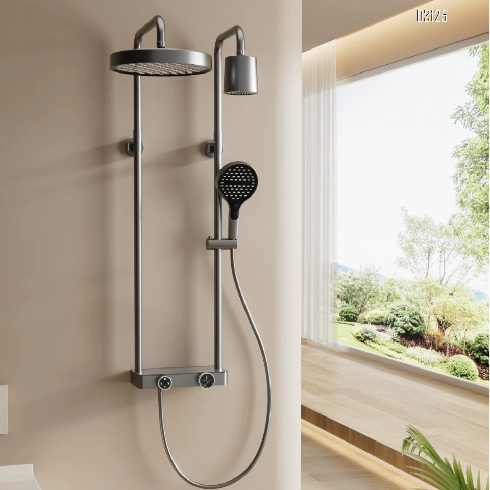 Large storage luxury four-function shower head water-saving dual top spray multi-functional pressure-increasing hand shower set