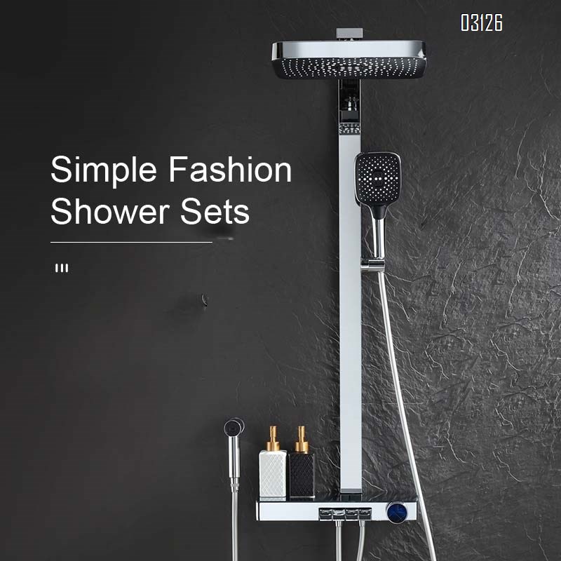 New large storage shower set square shower digital display magnetic suction spray gun  top spray hand spray set