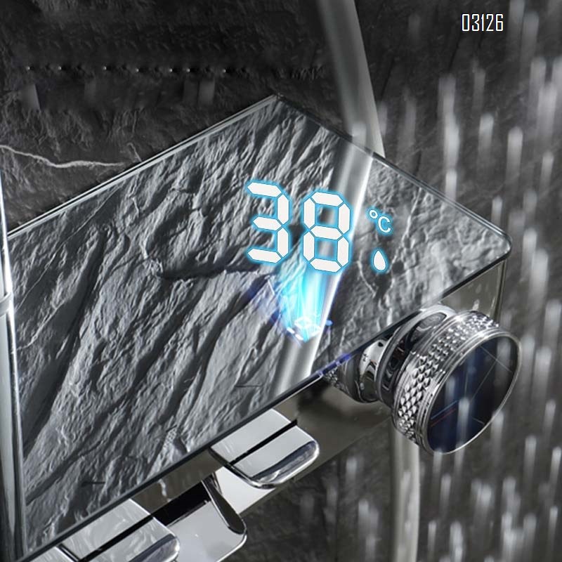 New large storage shower set square shower digital display magnetic suction spray gun  top spray hand spray set