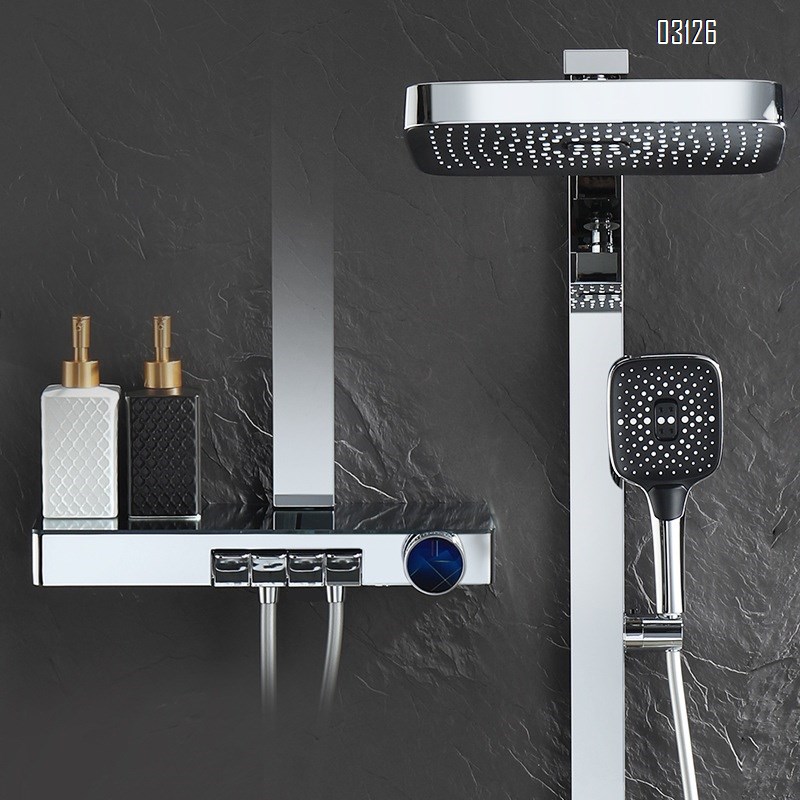 New large storage shower set square shower digital display magnetic suction spray gun  top spray hand spray set