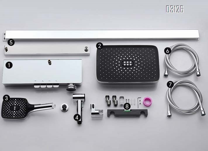 New large storage shower set square shower digital display magnetic suction spray gun  top spray hand spray set