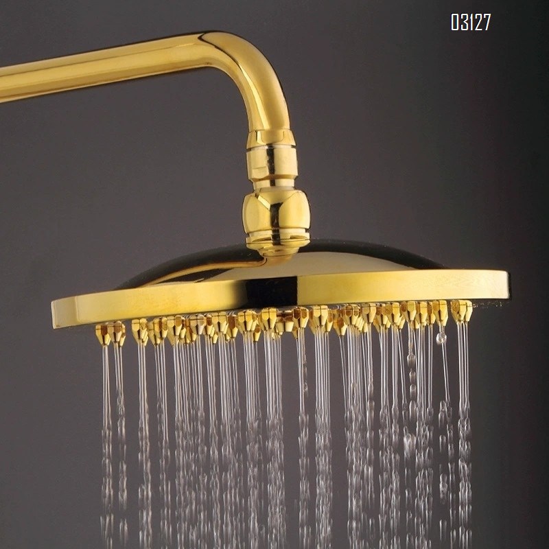 European style golden shower faucet set all Brass bathroom rain hand shower pressure increasing shower head