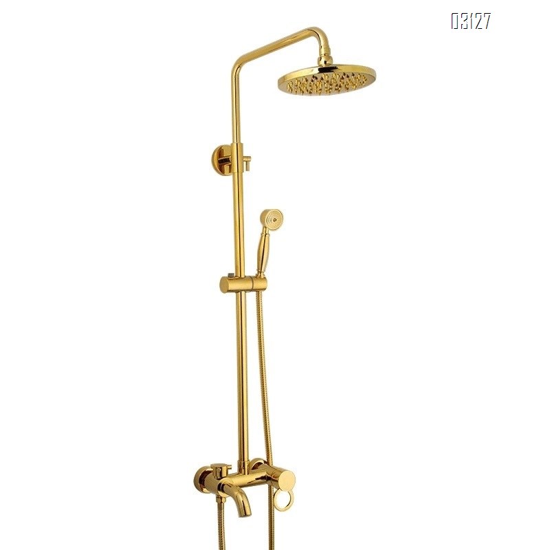 European style golden shower faucet set all Brass bathroom rain hand shower pressure increasing shower head