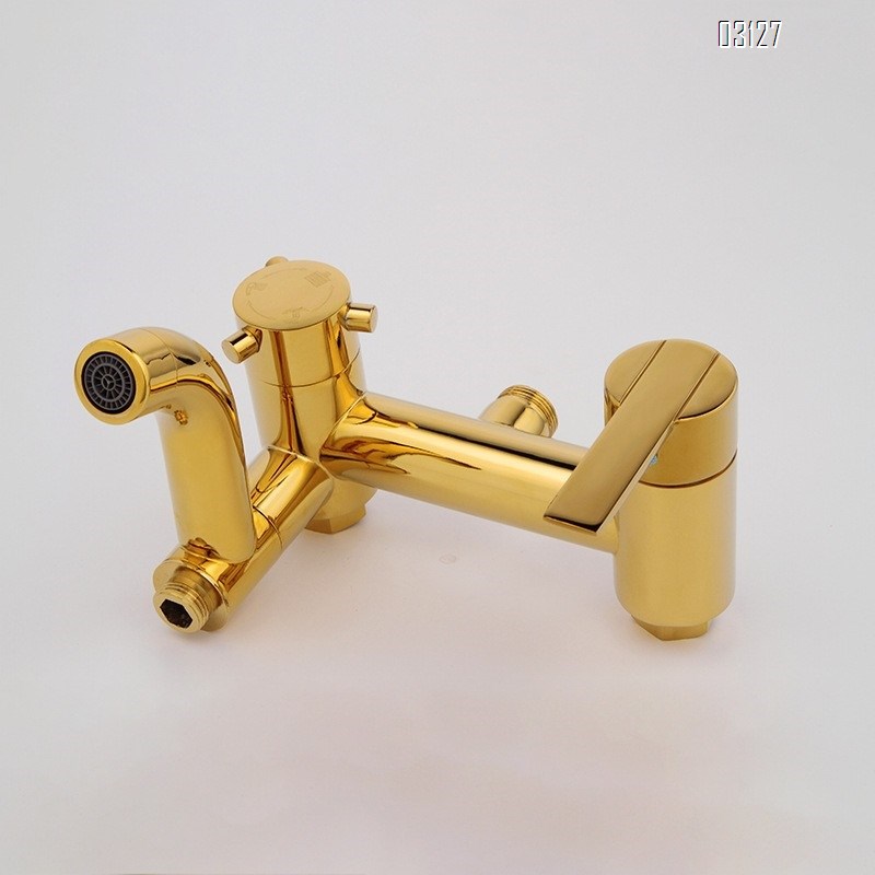 European style golden shower faucet set all Brass bathroom rain hand shower pressure increasing shower head