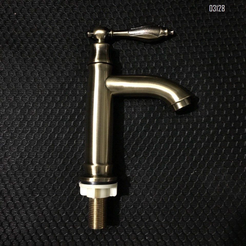 European antique full Brass Bathroom sink wash basin faucet vintage spout greenish copper Tap single cold water faucet