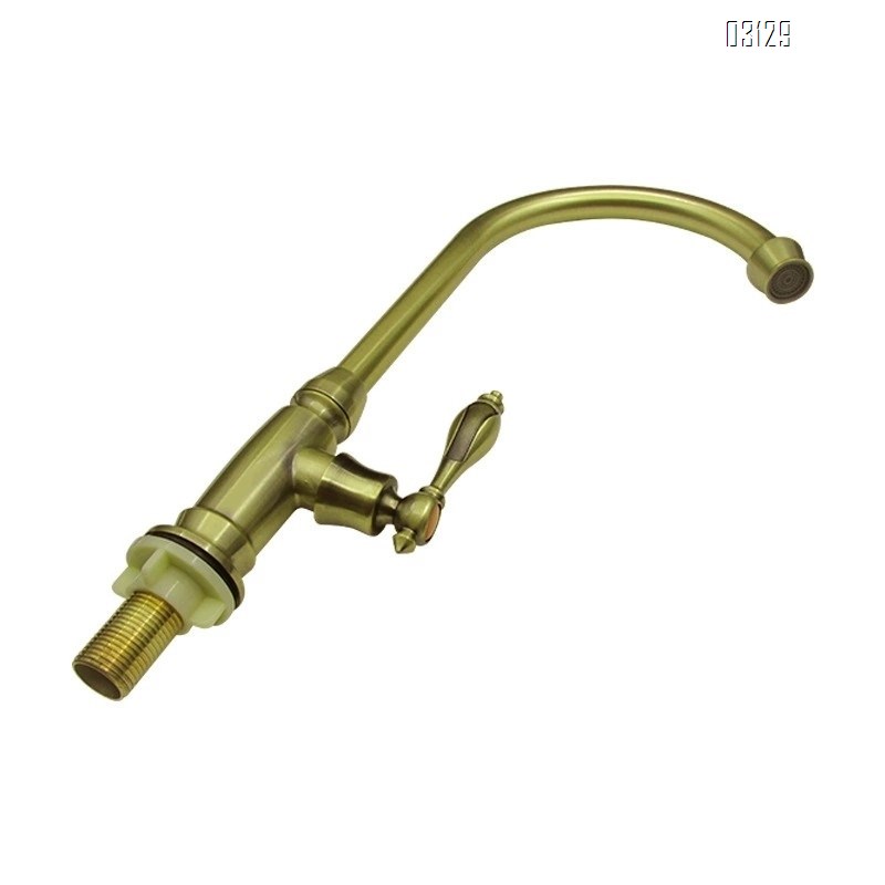 Antique style kitchen faucet with single cold water high elbow pipe rotary kitchen wash basin faucet